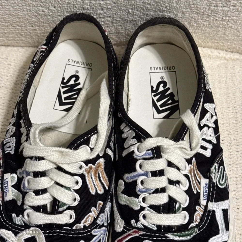 Vans OG Authentic LX Zodiac Pack VN0A4BV94IK Black Embroidered Shoes Mens 8